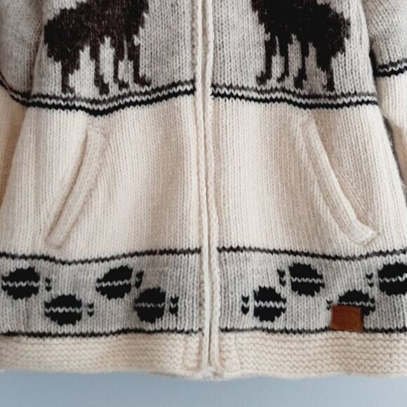 Handmade 100% Wool Chunky Sweater Full-Zip Jacket Fleece Lined Sz S - Picture 4 of 12